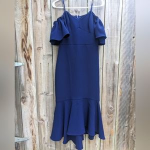 Shoshanna Midnight Off the Shoulder Ruffled Gown Dark Blue Size 4